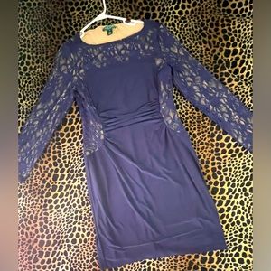 Ralph Lauren Navy/Nude w/sequin evening dress (14)